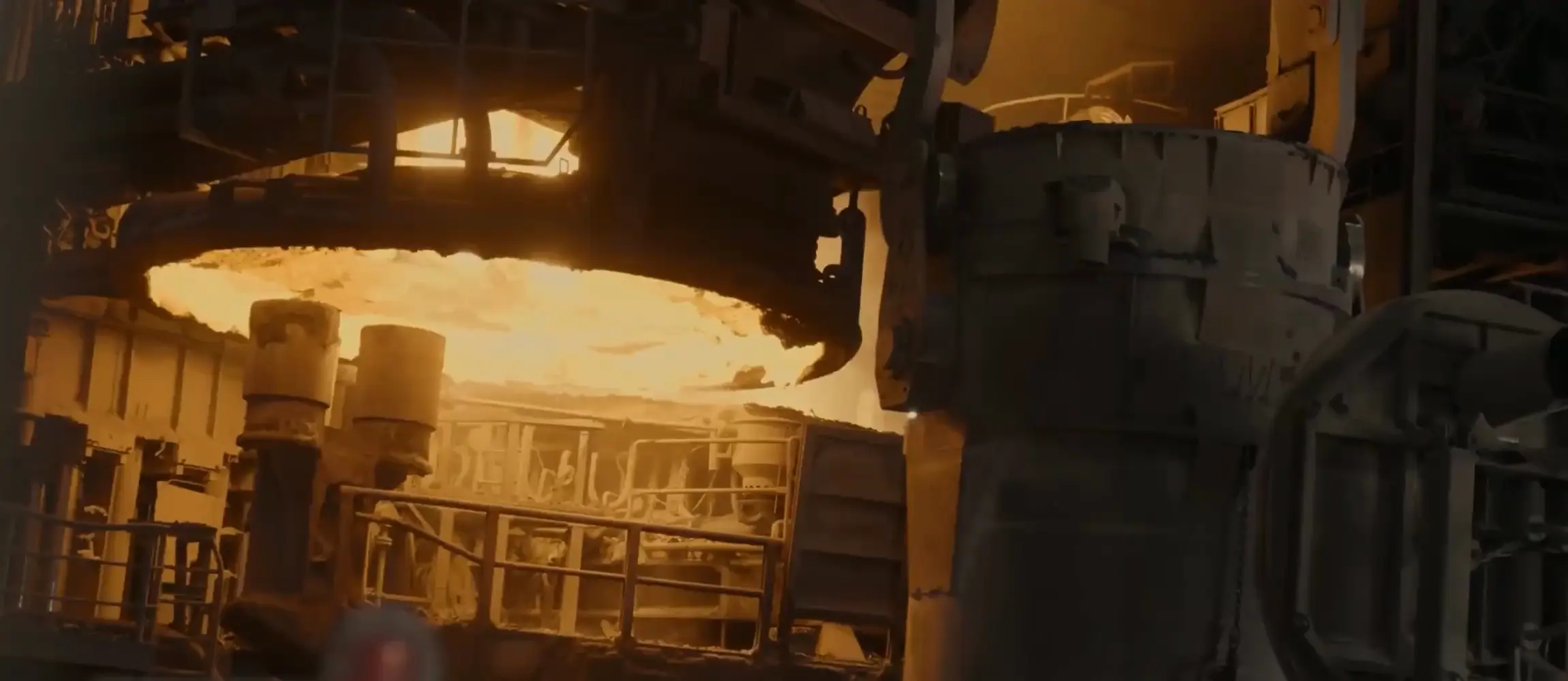 Steel production at an industrial plant